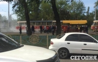 В Киеве на полном ходу загорелся трамвай с пассажирами