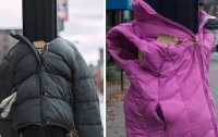 В Канаде дети оставили на улице одежду для бездомных