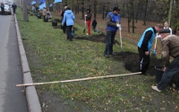 В Донецке садили деревья под флагами ПР 