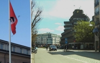 В Швеции неизвестные повесили у здания муниципалитета флаг нацистской Германии