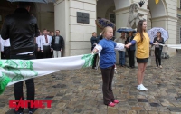 Во Львове из-за Конституции подростки мокли под дождем (ФОТО)