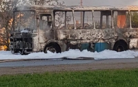 Под Кривым Рогом сгорел пассажирский автобус (видео)